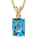 14 Karat Yellow Gold 8.00 carats Radiant Checkerboard Cut Swiss Blue Topaz Diamond Pendant image 3