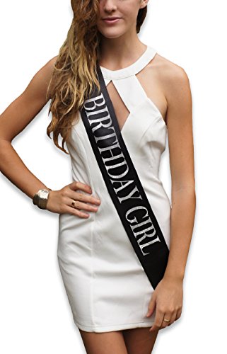 “Birthday Girl” Glitter Satin Sash – Happy Birthday Party Favors, Supplies and Decorations – Sweet 16 – 21st Birthday – Funny Birthday