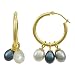 10k Yellow Gold Hoop Earrings w/ Multi-Color Pearl Enhancers