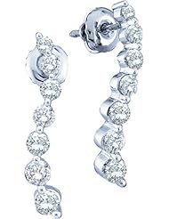 14K White Gold 0.50CT Round Cut Diamond Journey Earring