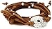 Ettika Rust Leather Wrap Bracelet Silver Colored