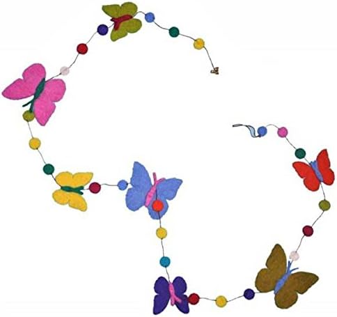 Felted Wool Garland- Multicolor Butterflies