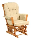 Stork Craft Sleigh Glider In Oak With Beige Cushion