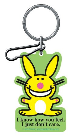 Happy Bunny I Know How You Feel I Just Don't Care Plastisol Key Chain