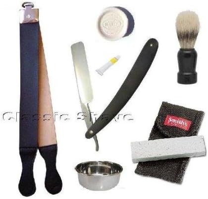 Ultimate Shaving Set Badger Brush Tan Leather Strop