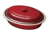 Le Creuset Stoneware 5-1/3-Quart Oval Covered Dish, Red
