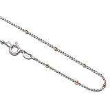 Italian Two Tone Fancy Beaded Sterling Silver Chain