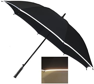 RainViva 147cm(58") Automatic Windproof Golf Stick Umbrella with Safety Reflective Edging - Black