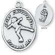 Sterling Silver Saint Christopher Ladies-Girls Skating Medal and 18-inch Chain