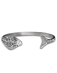 Sterling Silver Halibut Northwest Coast Native American Bracelet. Made in USA.