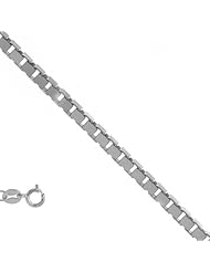14k Solid White Gold 0.6 mm (1/32 Inch) Box Chain Necklace 13" w/ Spring Ring Clasp