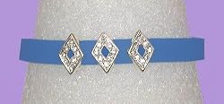 Bracelet - B306 - 3 Crystal Diamond Slide Charms on Jelly Style Bracelet ~ Blue