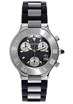 Cartier Men's Must 21 Chronoscaph Stainless Steel and Black Rubber Chronograph Watch #W10125U2