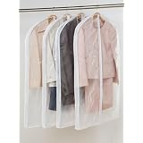 【送料無料】新生活応援グッズ☆中身が見える！洋服カバー　７ｃｍマチ付き　スーツサイズ　4枚組☆　クリアタイプで中身ハッキリ☆厚さ7ｃｍのマチ付で厚手の洋服も大丈夫！こだわりの洋服カバー♪　（縫製仕上げ）　　（不織布+クリアシート）