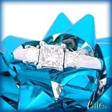 14K White Gold .75 CTW Princess Cut 3 Stone Diamond Ring