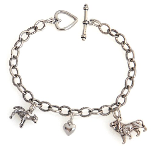 Sterling Silver LION and LAMB Charm Bracelet 8