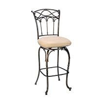 Hillsdale Kendall 30-Inch Bar Stool, Pewter and Bronze Highlighted Finish with Beige Faux-Suede Fabric