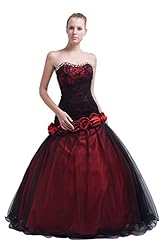 Strapless Lace-Up Mesh Backless Organza/Silk Evening Dress 