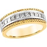14K Two Tone Gold White & Yellow Diamond Bridal Anniversary Band Ring