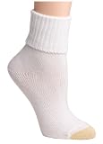 Gold Toe Women's Bermuda Turn Cuff Sock, White, 3-Pack