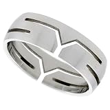 Stainless Steel 5/16 in. (8 mm) Dome Ring w/ Y Cut-Outs (Available in Sizes 7 to 14)