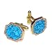 GOLD-Colored Men's Cuff Links. Turquoise Colored Stones Cufflinks