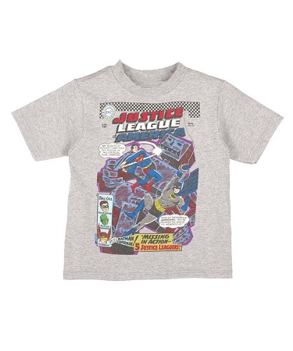  DC Comics Justice League of America Boys Short Sleeve Shirt (S (6/7), Gray)