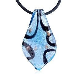 SilverFoilPaleBlueLeafPendant