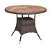 Gartenfreude 2700-1002-027 Polyrattan Tisch rund, 100 x 100 x 75 cm wetterfest mit Tischplatte aus Akazienholz, bicolour beige