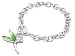 Silver Tone Green Crystal Wings Fairy Charm Bracelet
