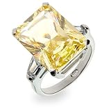 Eve's Addiction Sterling Silver Elegant Canary CZ Engagement Ring