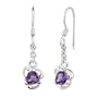 Trillion Cut Amethyst Dangling Earrings Sterling Silver