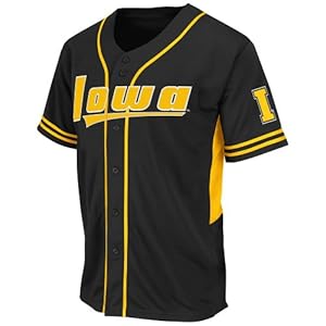 NCAA Iowa Hawkeyes Men's Bullpen Baseball Jersey, Medium, Black