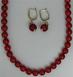 Coral, 8mm Italian Coral Necklace and Earring Set ( Necklace is 17 long and the earrings are lever back )
