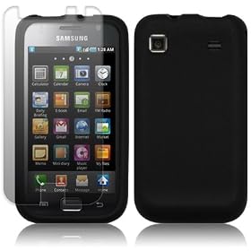SAMSUNG i9000 GALAXY S SILICONE SKIN CASE - BLACK, WITH SCREEN PROTECTOR PART OF THE QUBITS ACCESSORIES RANGE