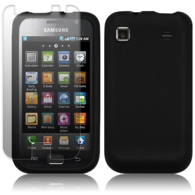 SAMSUNG i9000 GALAXY S SILICONE SKIN CASE - BLACK, WITH SCREEN PROTECTOR PART OF THE QUBITS ACCESSORIES RANGE