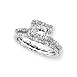 14K White Gold 1/2 ct. Diamond Bridal Engagement Set with Princess Cut Center Diamond