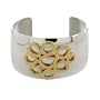 Women's Gold Plated Stainless Steel Polished Cuff Bracelet Scroll Design, 7.75"