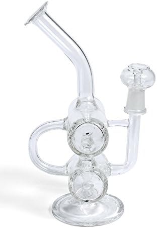 21 cm Double Barrel Recycler Oil Rig & Tornado Percolator Glass Hookah with Nail & Dome
