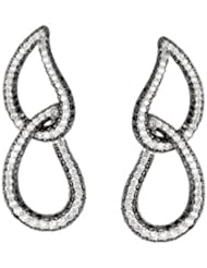 14K White Gold Pair 2 3/4 Ct Tw 14Kw W/Bl Rho Blck & Wh Dia Ea