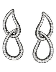 Clevereves 14K White Gold Pair 2 3 4 Ct Tw 14Kw W Bl Rho Blck & Wh Dia Ea
