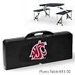 Washington State Cougars Portable Folding Table with 4 Bench Seats - Black w/Digital Print