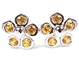 Yellow Sapphire Floral Stud Earring, 18k White Gold (T.w 0.70)
