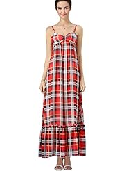 Petite Chiffon Sleeveless Plaid Print Maxi Dress 