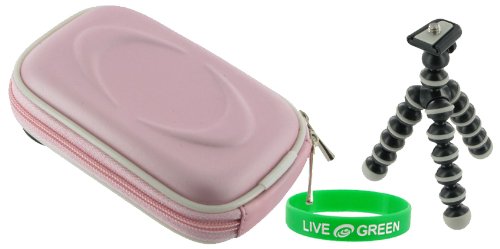 EVA Hard Shell Carrying Case (Pink) and Premium Tripod for Sony DSC-W330 14.1MP Digital Camera Blue