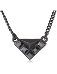 Sam Edelman Square Stone Matte Hematite Colored Triangle Pendant Necklace, 18"+2"