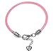 Pink Leather Charm Bracelet for Women, Fits European Charms, Steel Lobster Claw Clasp, 7.5 Inch