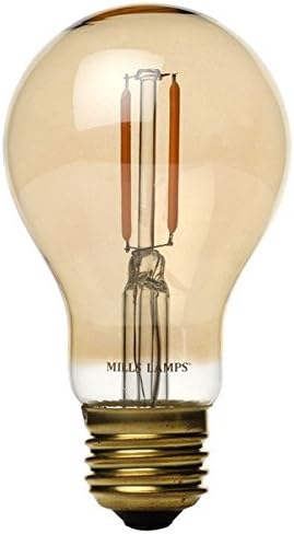 Edison Mills A19 Antique Victorian LED Filament Bulb - Vintage Amber Glass - 2200K Warm Glow - 1W - Replaces 25 Watts - Dimmablele