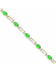 Genuine 14K Yellow Gold Diamond And Emerald Oval Bracelet 4 Grams Of Gold 100% Satisfaction Guaranteed.