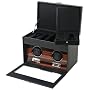 Wolf Designs Ebony Macassar Double Watch Rotator with Cover and Storage Compartment #453556